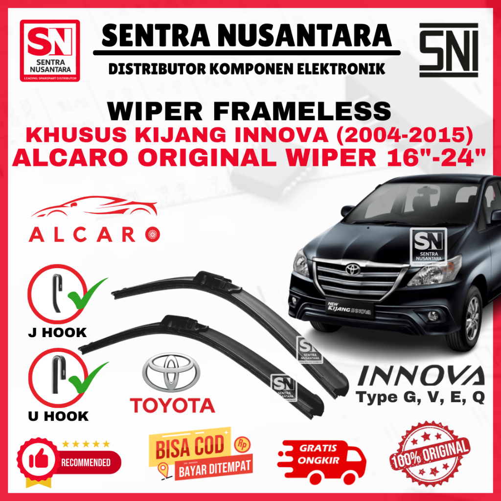 Wiper Mobil Toyota Kijang Innova (2004-2015) Merk ALCARO ORIGINAL | Wiper Kaca Mobil Kijang Innova M