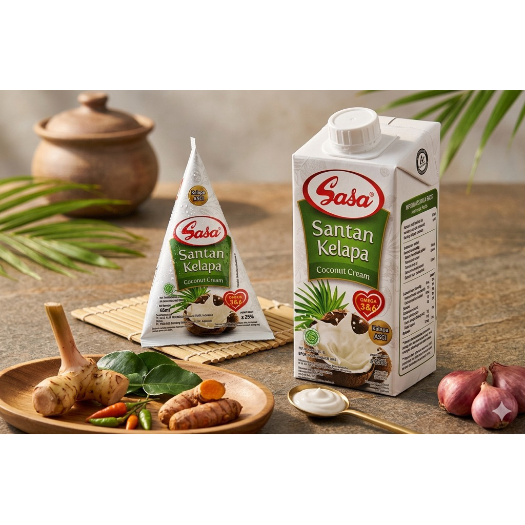 Santan Cair Sasa 65ml  - Santan Asli, Halal, Gratis Mangkok