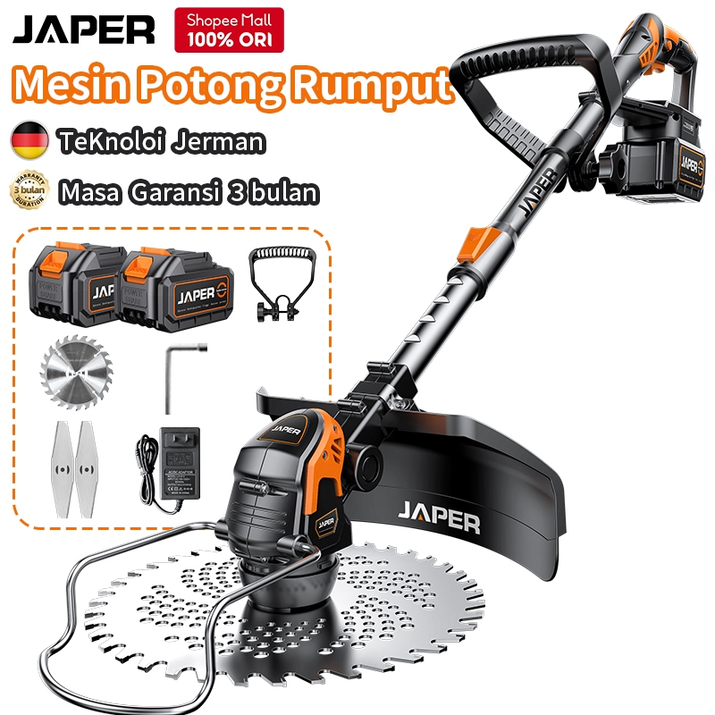 JAPER Mesin Potong Rumput Baterai Mesin Pemotong Rumput Listrik Pemangkas Rumput