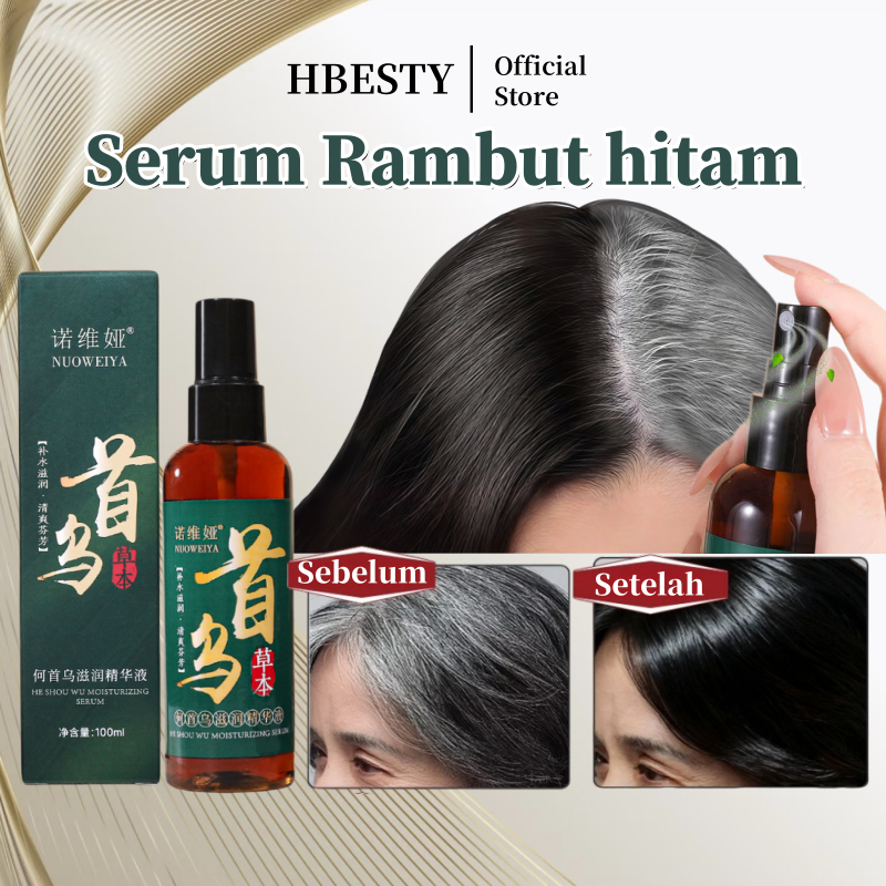 HBESTY Penghitam rambut uban permanen Penghilang uban Serum uban Serum penghitam rambut Menghitamkan