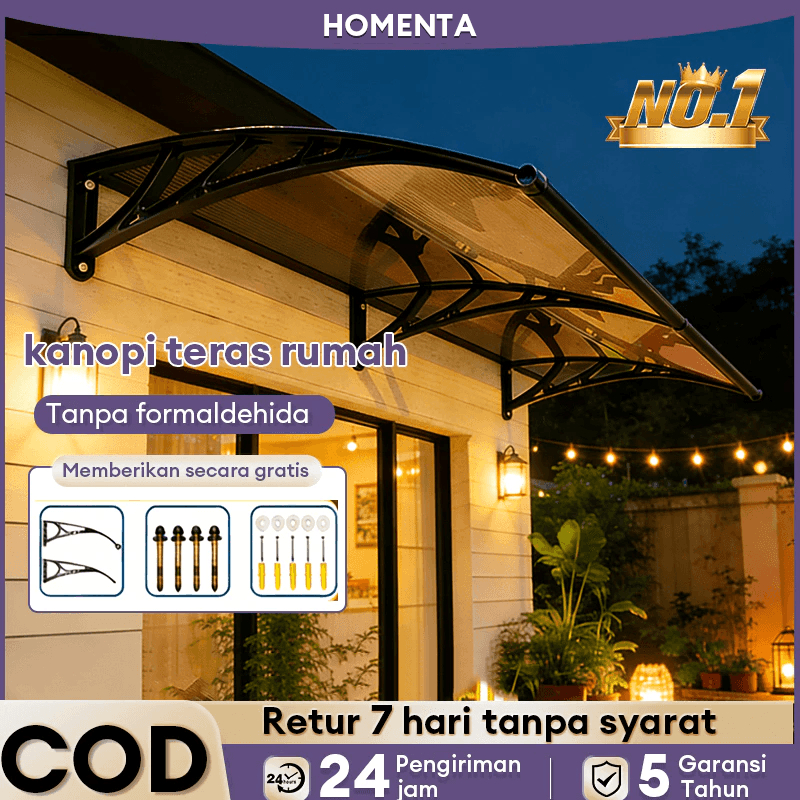 kanopi teras rumah Kanopi Tahan Lama Anti Hujan dan UV Canopy Kanopi atap Atap Transparan Tawny Mene