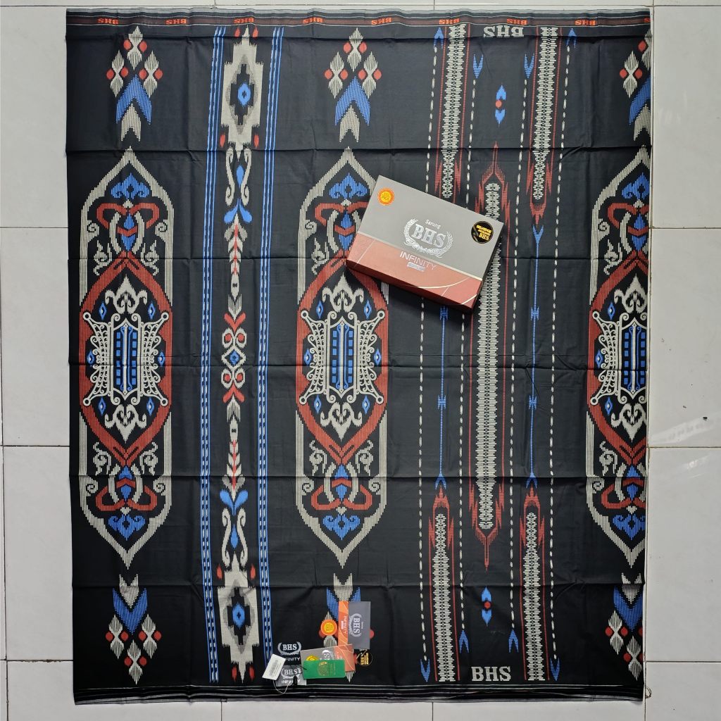 Sarung BHS Infinity Silver motif PKA Seri Hitam Original free Tas