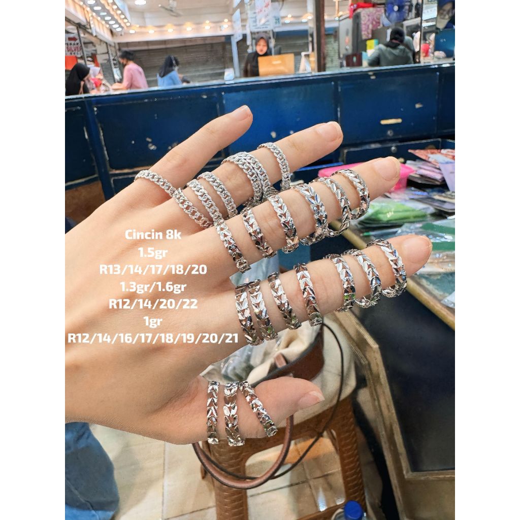 Cincin emas shimer daun sisik naga full bulat