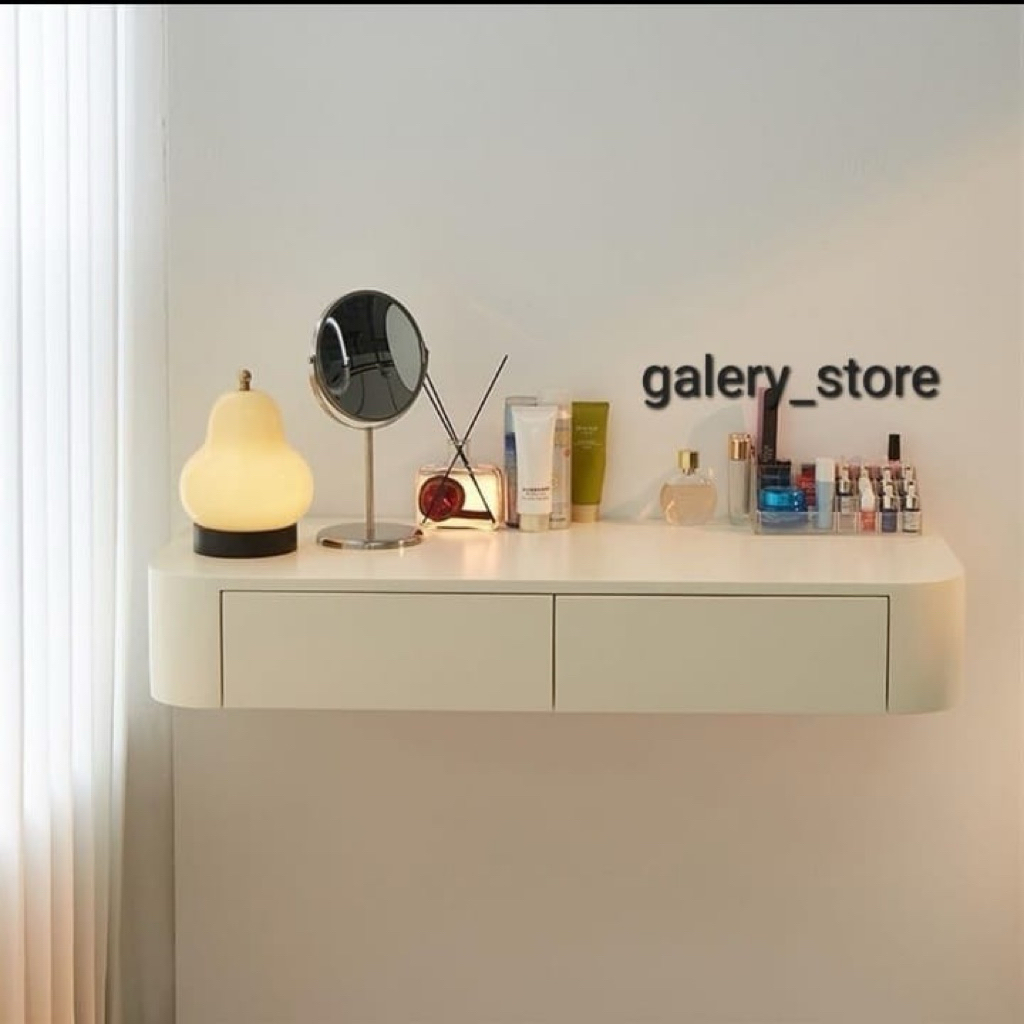 meja rias minimalis modern lengkung meja gantung minimalis