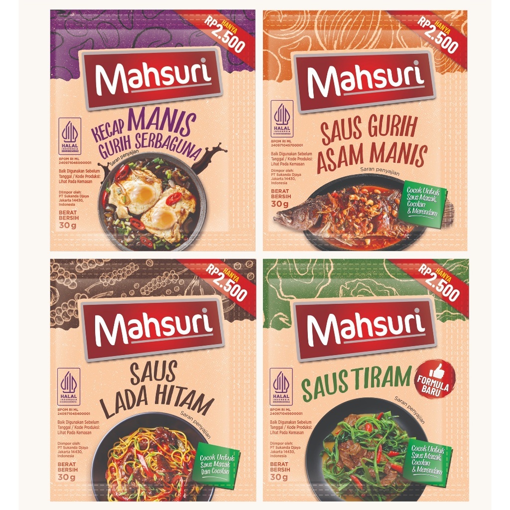 Mahsuri Bumbu Instant Mini Sachet Saus Lada Hitam / Saus Gurih Asam Manis / Saus Kecap Manis 30 Gr