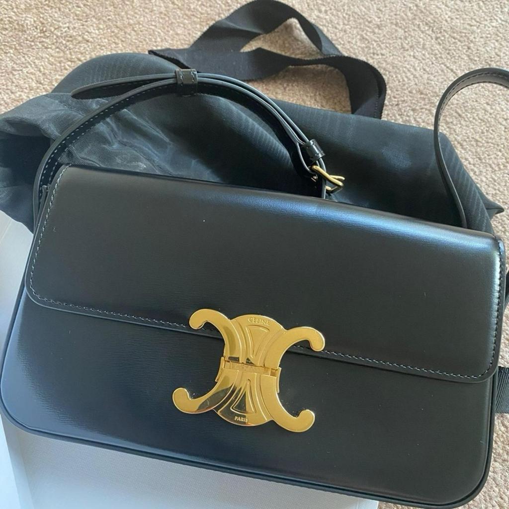 Tas Celine Paris Original Chain Shoulder Bag Claude In Shiny Calfskin