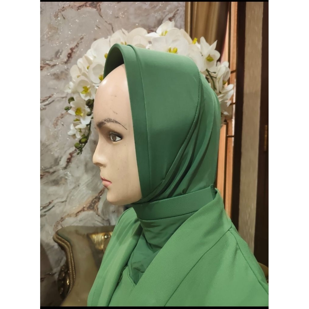 jilbab psr persit tumpuk tali warna hijau tua