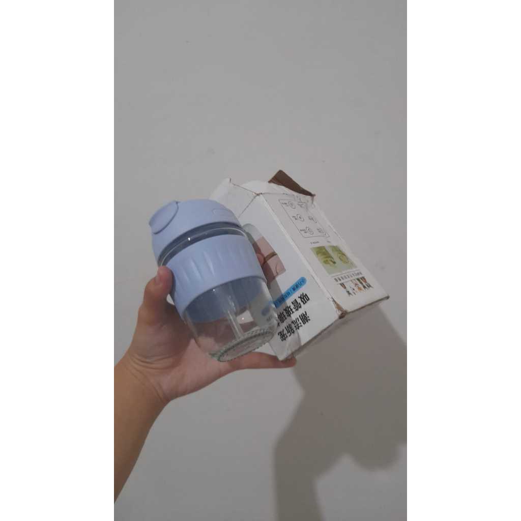 GELAS  KACA SEDOTAN GELAS KACA BIRU MUDA BABY BLUE GELAS BOTTLE GLASS