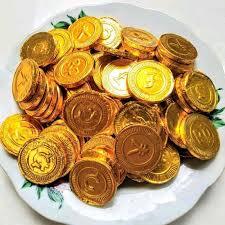 [METTA] pekanbaru/100 Gram Eceran Per ONS Coklat Dollar Gold Chocolate Coin Cokelat Koin Emas