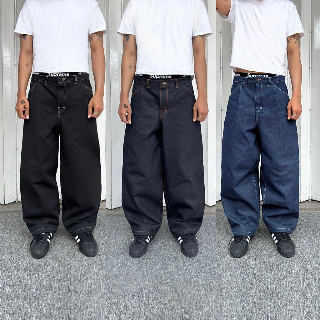 Celana Jeans Baggy Raw Denim Tebal 14 Oz