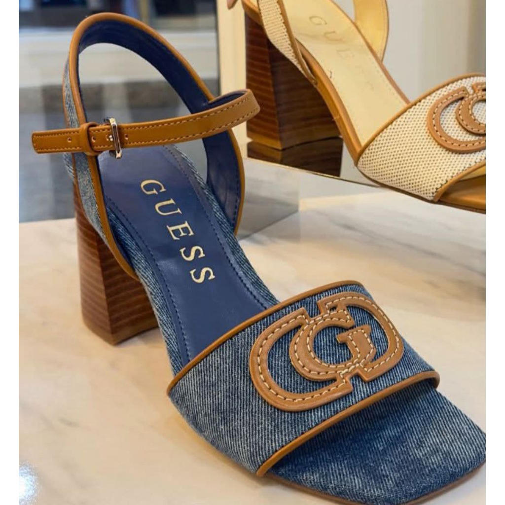 Guess Blue ganika block heel sandals