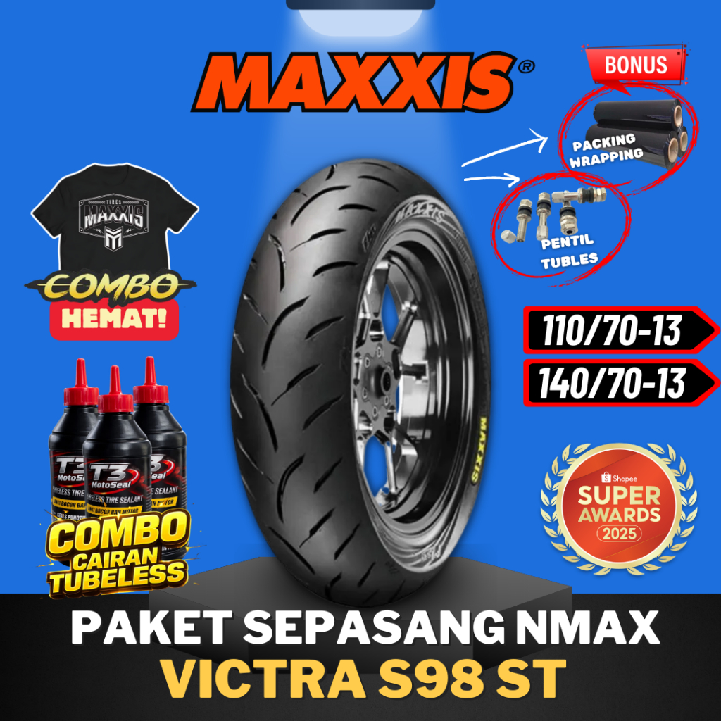 [PAKET SEPASANG MURAH] BAN MAXXIS VICTRA TUBELESS RING 13 ( 110/70-13 & 140/70-13 ) MAXXIS RING 13 B