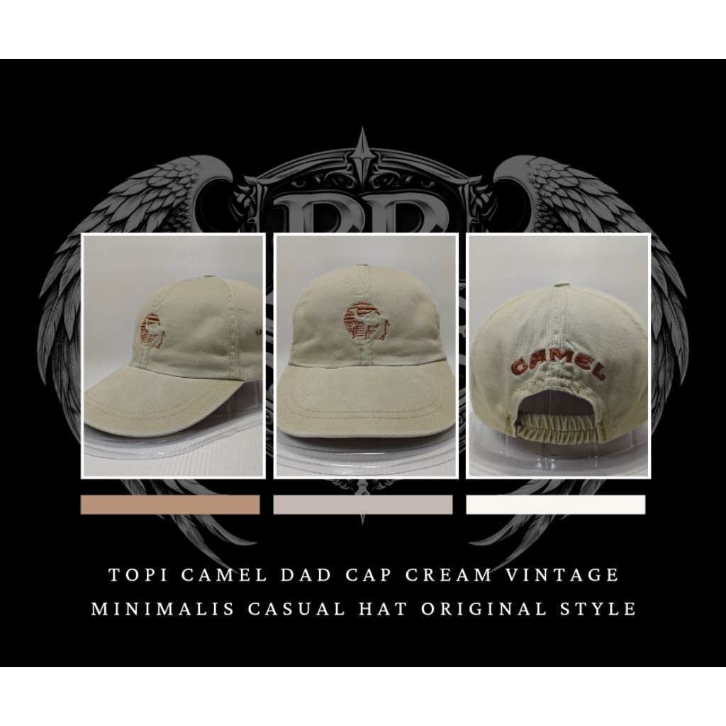 Topi Camel Dad Cap Cream Vintage Minimalis Casual Hat Original Style