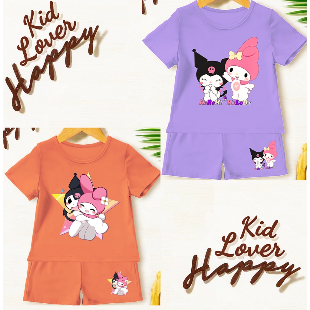 Baju setelan anak anak Kuromi n Melody / baju setelan KUROMI DAN MELODY
