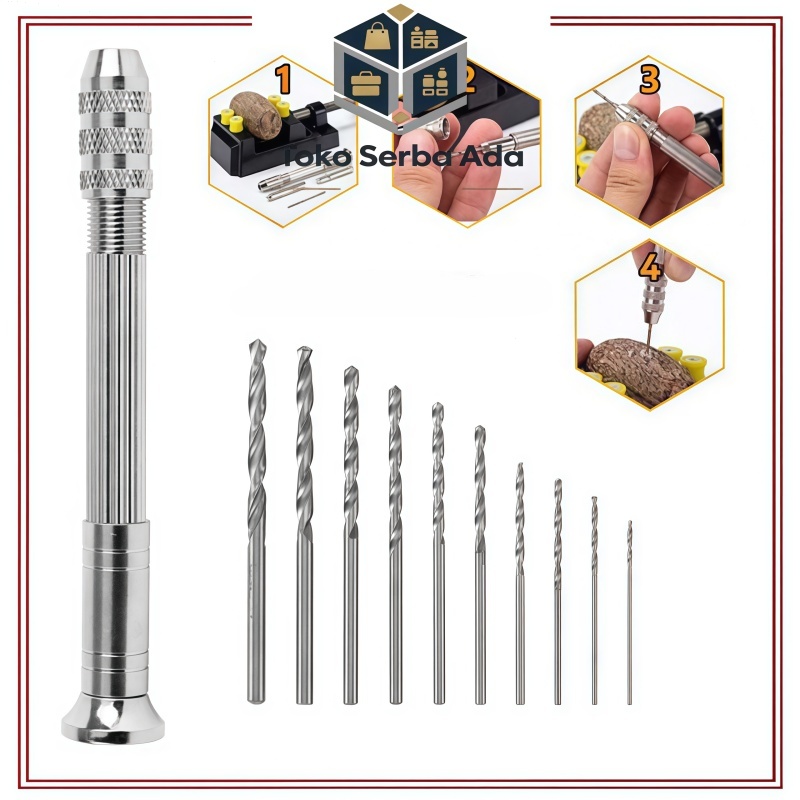 COD Mini Pen Hand Drill Manual Bor Tangan Lobang Tiny Stainless Steel PCB