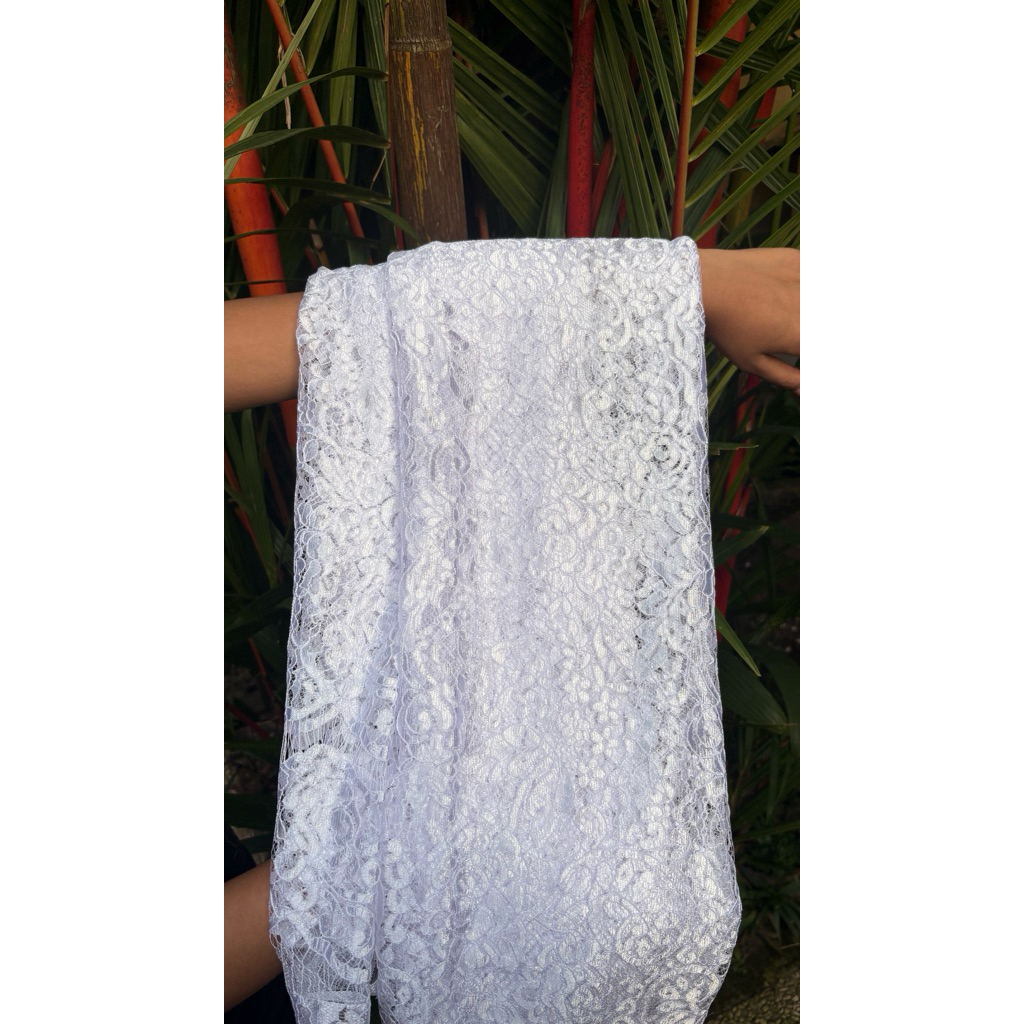 Kain Kebaya Brokat Putih Glossy