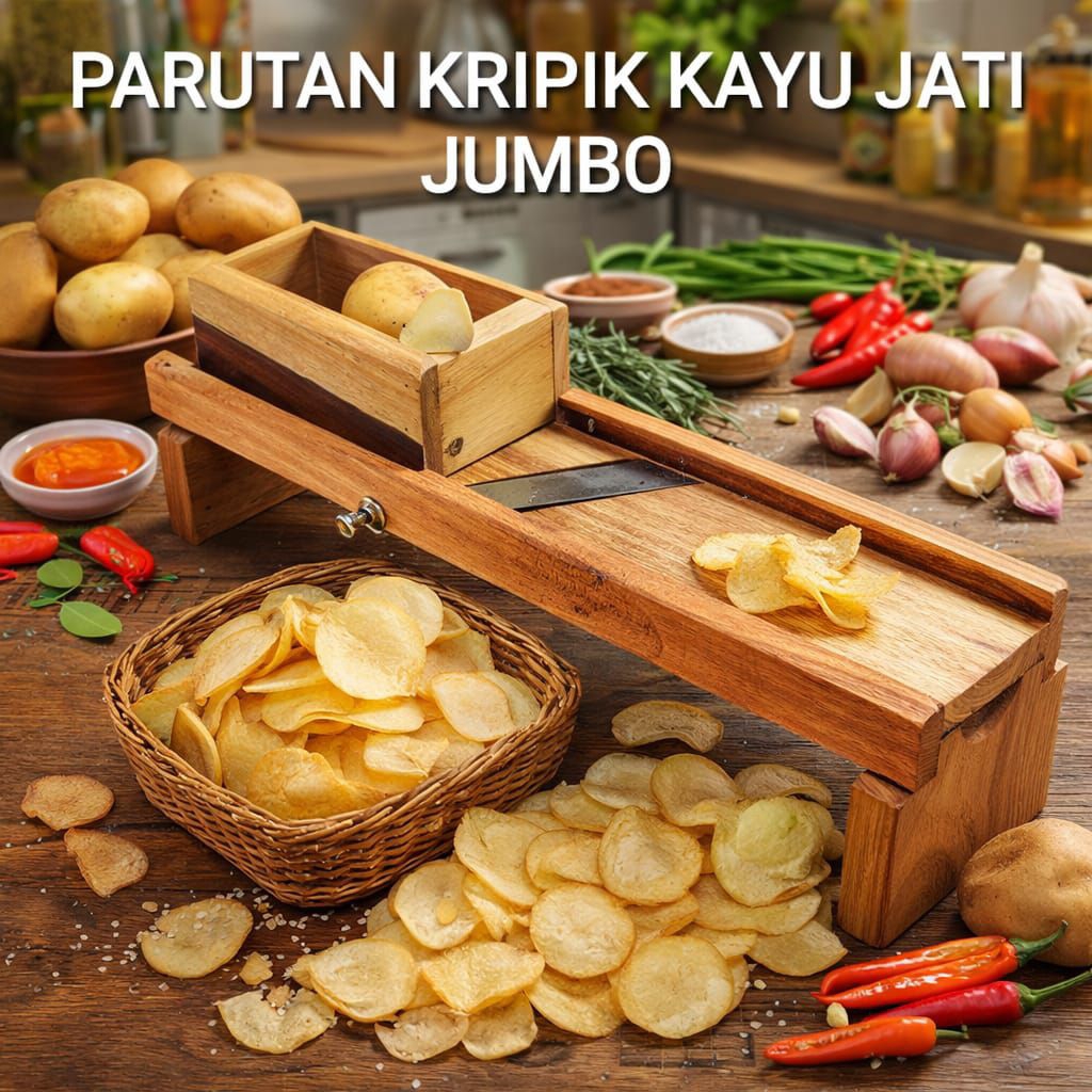 Alat Pengiris Bawang Kayu Manual JUMBO - Alat Pengasah Keripik Singkong - Alat Parutan Keripik Dan B