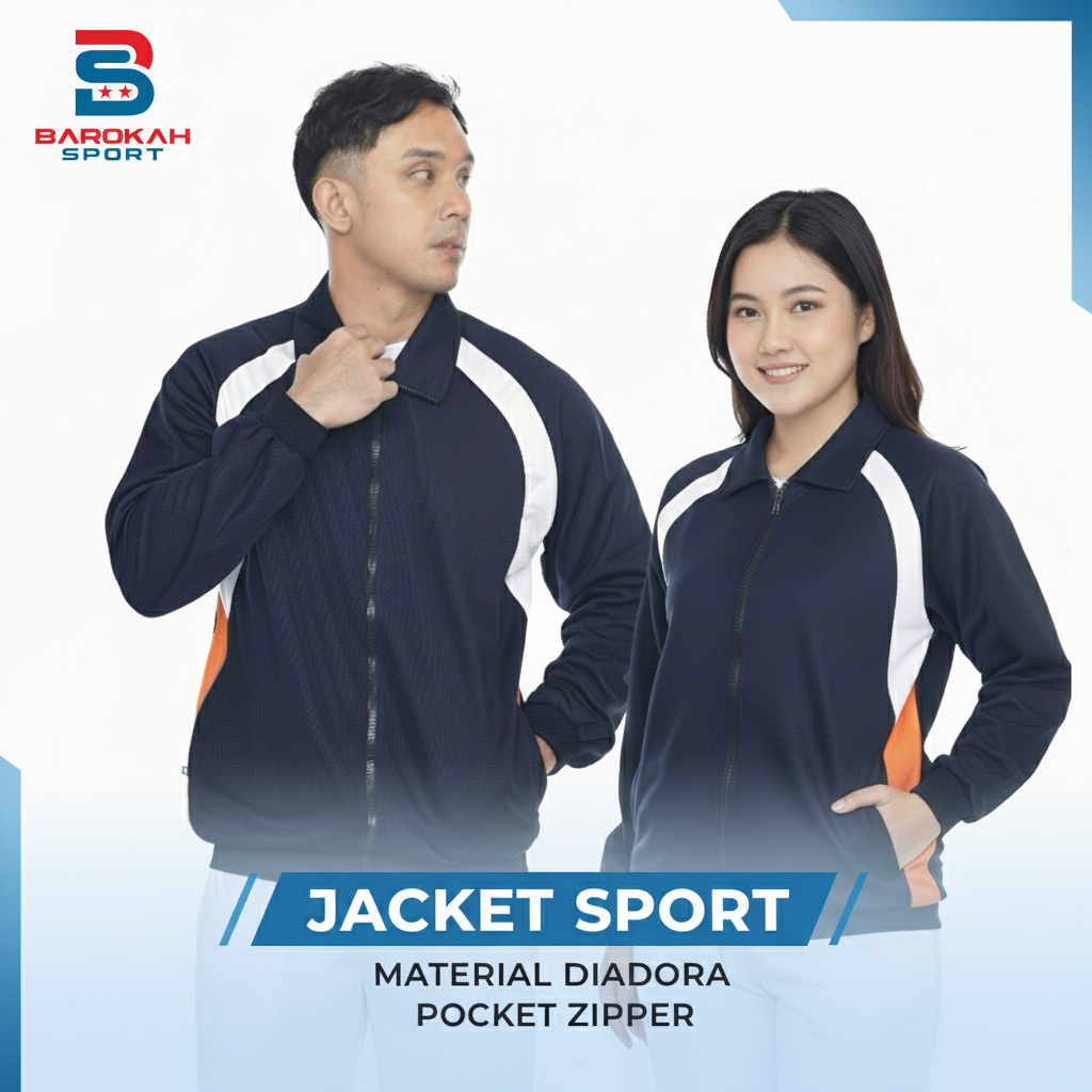 HM Barokah - Jaket Olahraga Pria Wanita Jaket Training Laki Laki Perempuan Atasan Jaket lari/bersepe