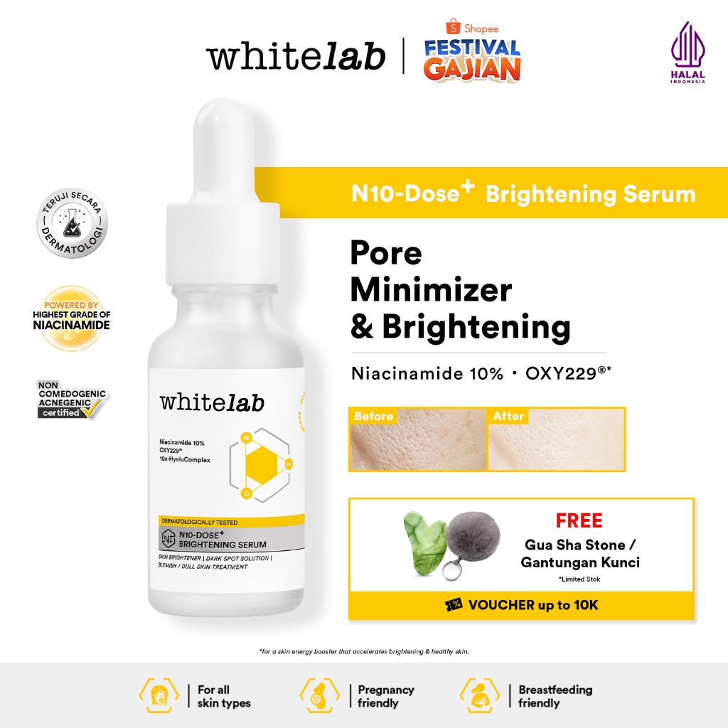 Whitelab Serum Niacinamide 10% Brightening - Serum Pencerah Wajah Intensif N10-Dose+ 2.0