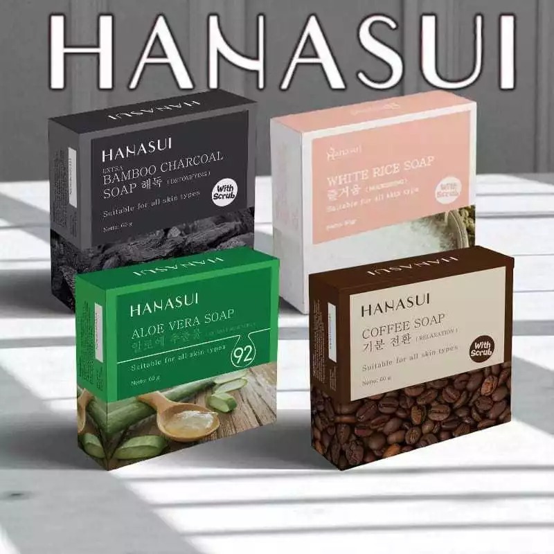 Sabun Batang Hanasui 60gr - Aloe Vera, Scrub Lembut, Aroma Menenangkan
