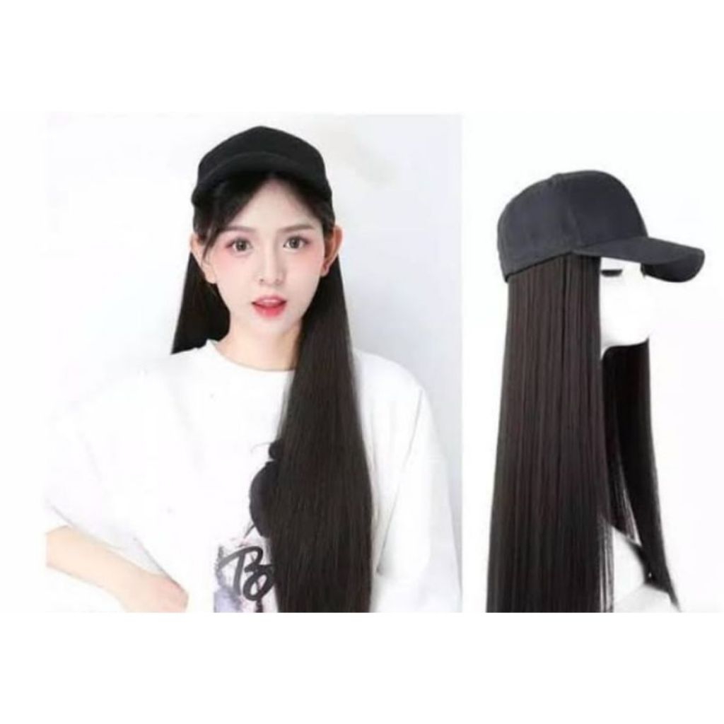 Topi rambut cantik Topi Baseball Wig Topi Wanita Wig Topi Rambut Panjang Wig Topi Lurus Harga Termur