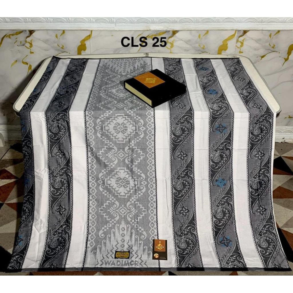 sarung wadimor clasic putih/hitam songket motif terbaru