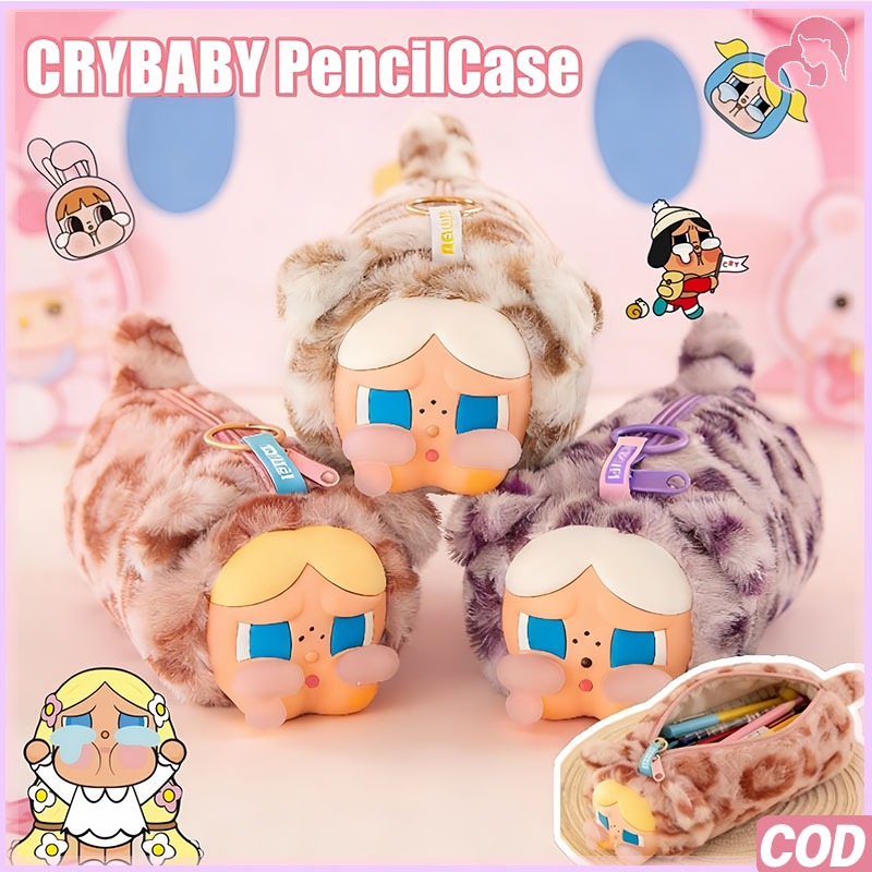 CryBaby Tempat Pensil Bulu Lucu Tempat Pensil Berbulu Kucing Macan Tutul Tempat Pensil Boneka Kartun