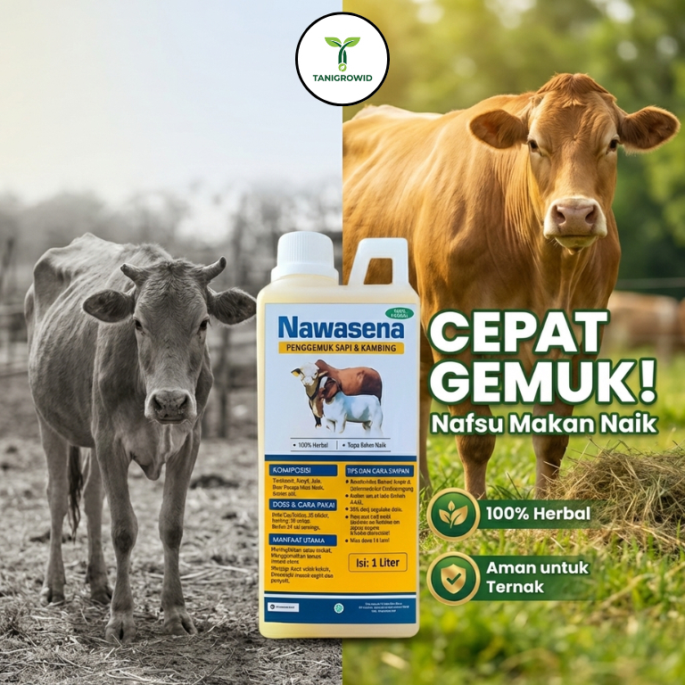 NAWASENA 1L Penggemuk Sapi PO & Lokal – Vitamin Sapi Penggemuk Cepat Gemuk, Suplemen Ternak B Comple