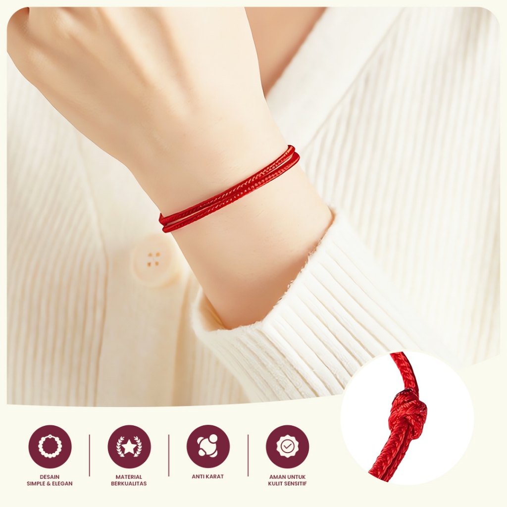 Gelang wanita Tali  Merah Polos Aksesoris Fashion