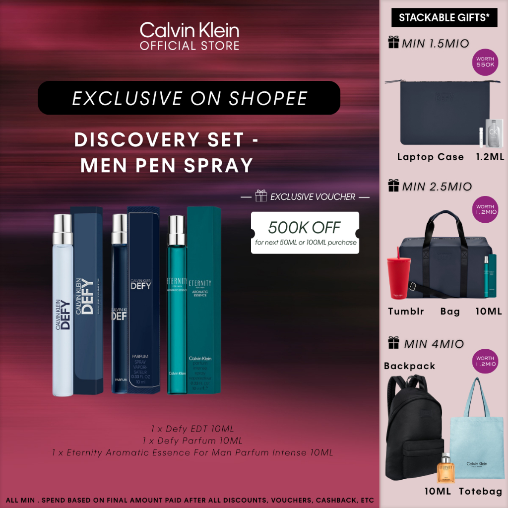 [DISCOVERY SET] Calvin Klein Men's Pen Spray Perfume Set - CK Defy EDP 10ML, CK Defy Parfum 10ml, CK