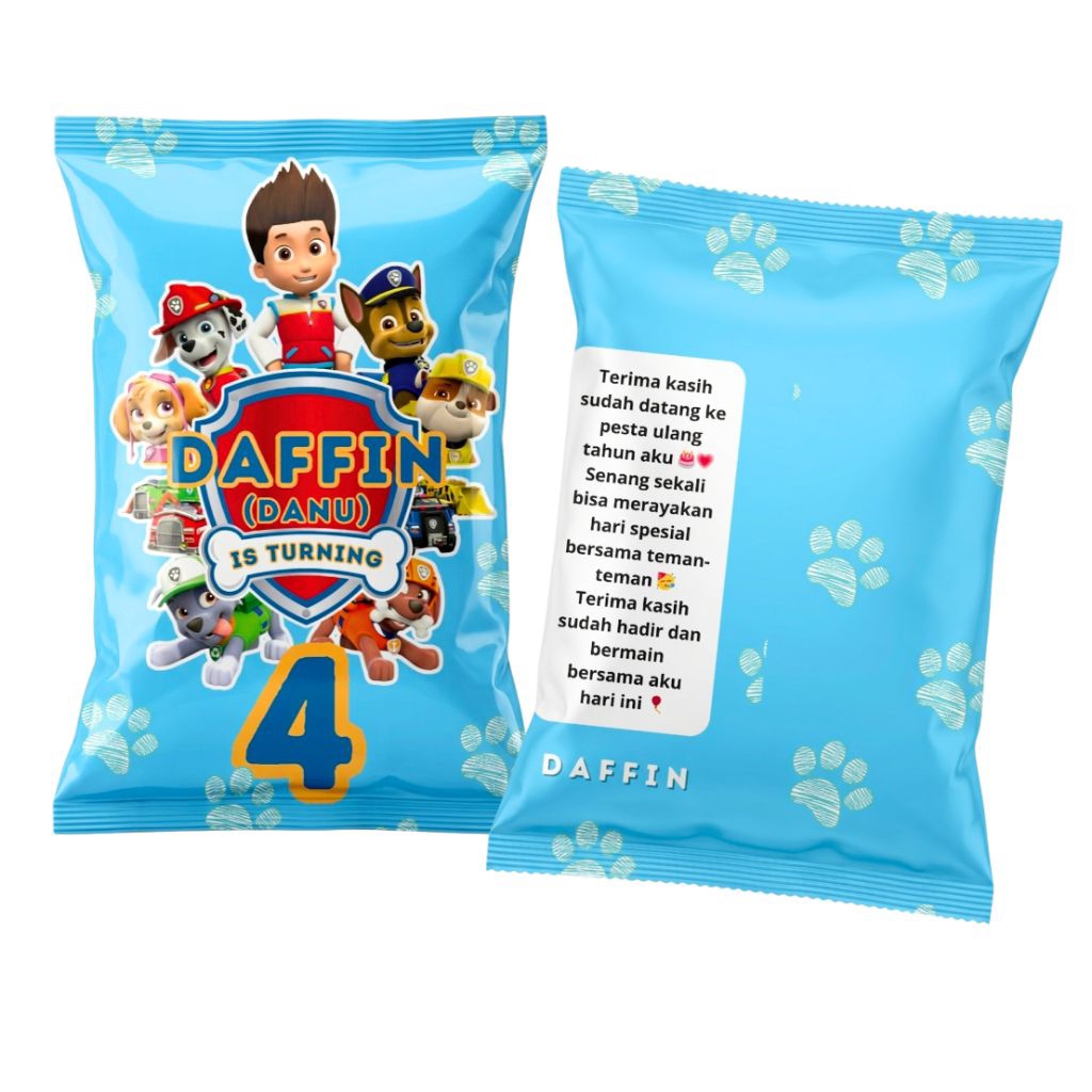 POUCH SNACK ULANG TAHUN ANAK CUSTOM / POUCH SNACK ULTAH ANAK ANTI SOBEK ANTI AIR