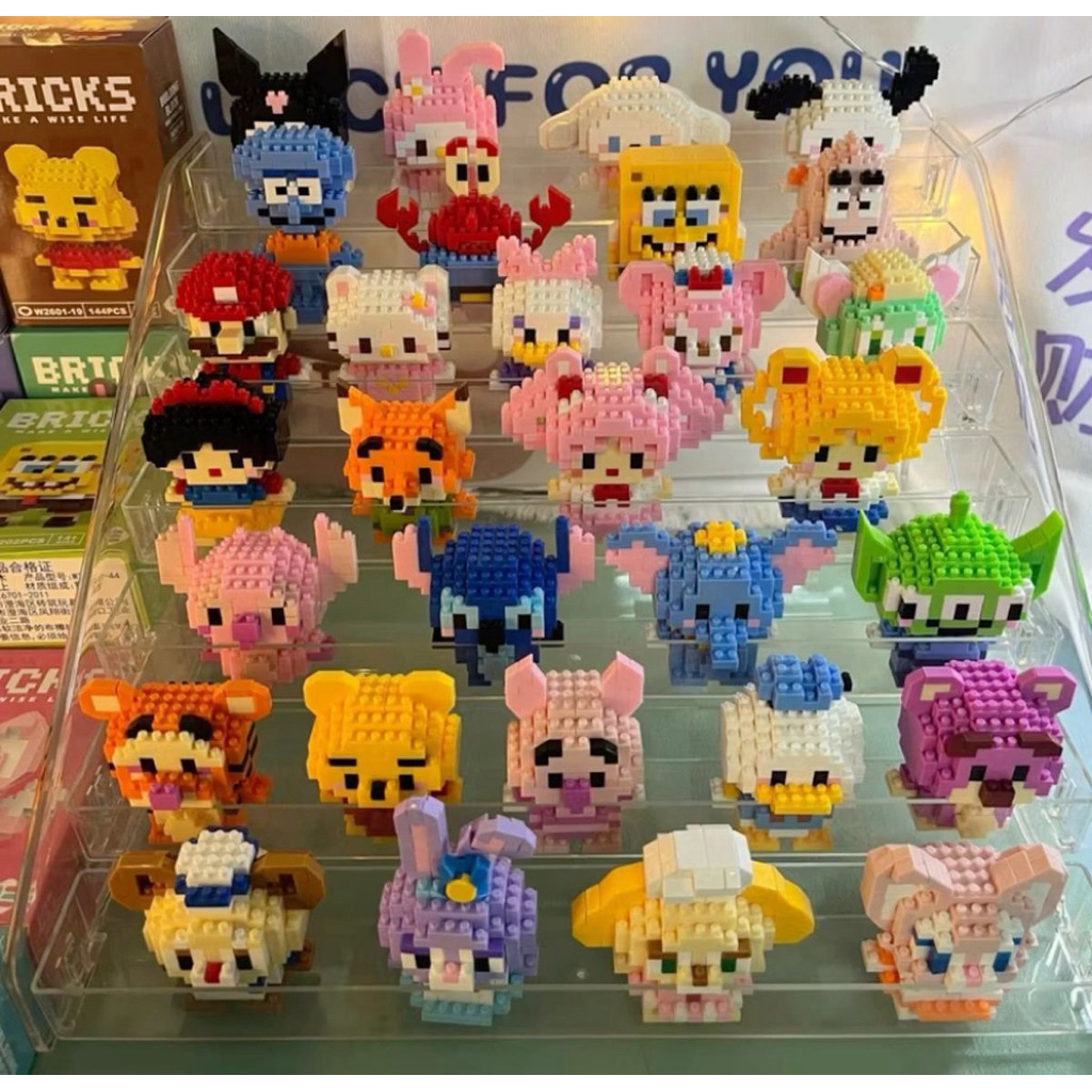 Nano Block Mini Brick Karakter (Kemasan Pouch) - Hello Kitty Mario Winnie The Pooh Lotso Donald Duck