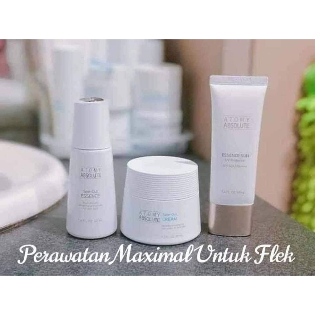 Anti aging Paket Atomy 3in1 Absolute spot out essence + Cream + sunscreen abs 50+++ khusus wajah fle