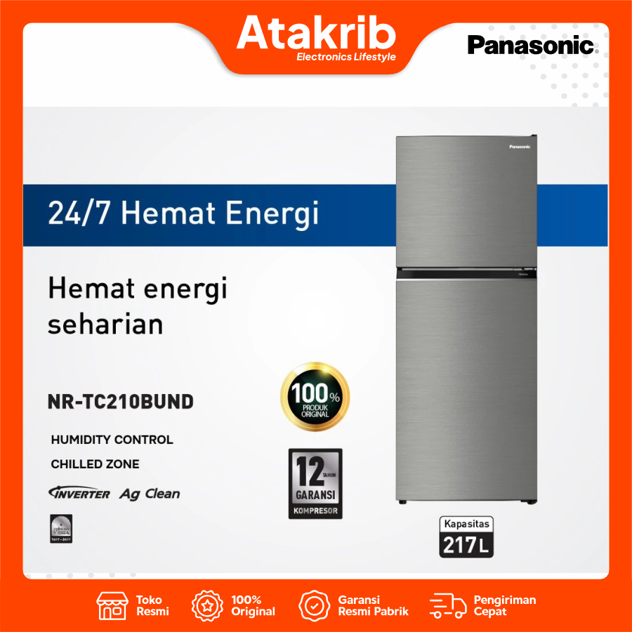 PANASONIC KULKAS 2 PINTU NR-TC210BUND Inverter 217 L