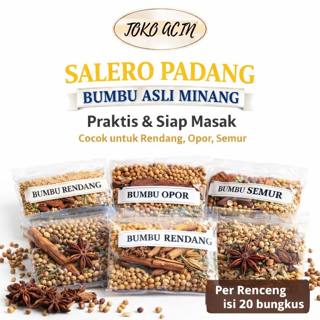 TOKOACINN | Bumbu Salero Padang Asli Minang | Bumbu Instan Masakan Padang Per Renceng Isi 20 Pcs