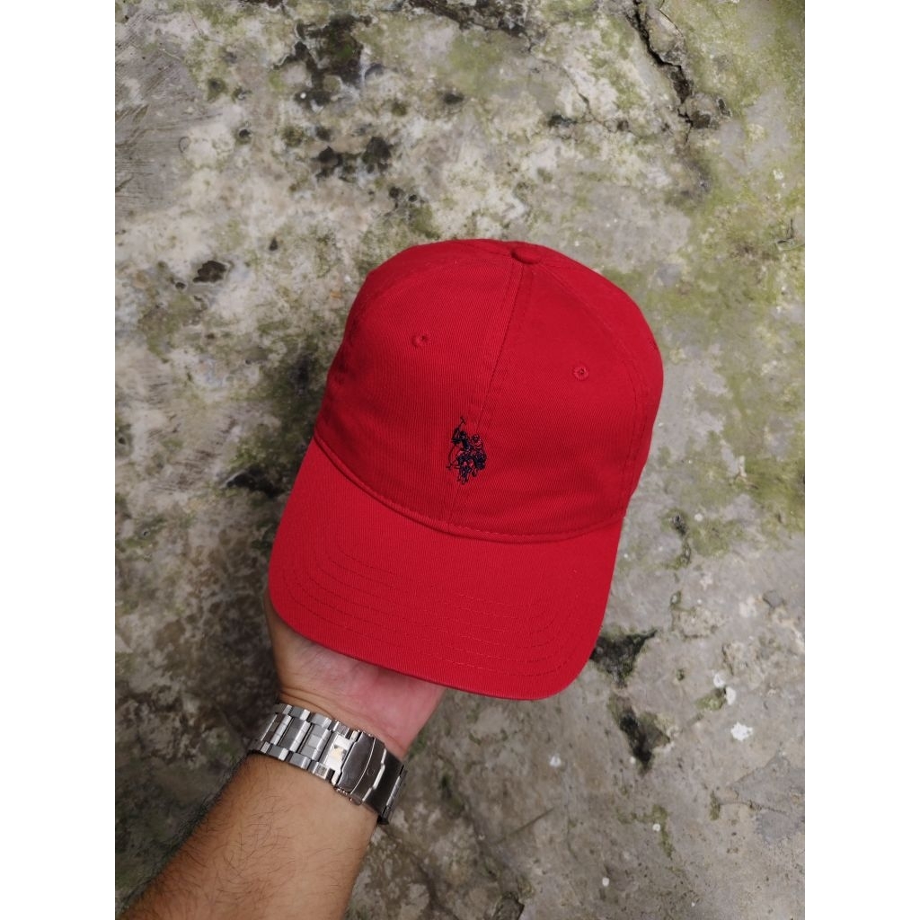Topi Polo kuda Vintage U.S ASSN Red