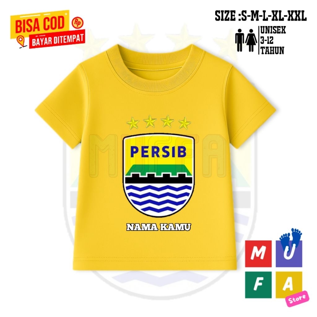 kaos anak unisex persib / baju anak usia 2/12 tahun persib free nama