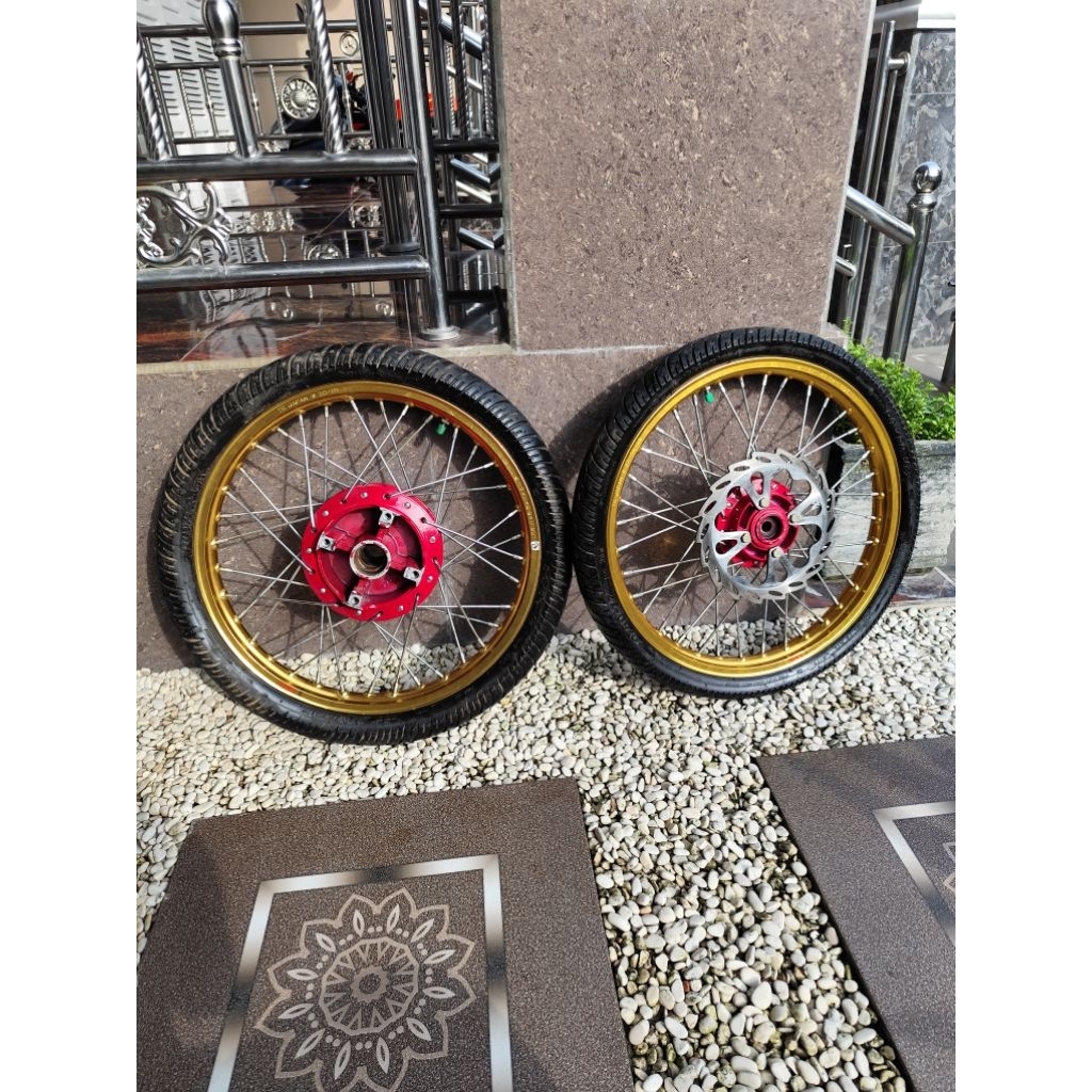 VELG VELK PELK RING 17 TK JAPAN ALLOY GOLD DEPAN BELAKANG NINJA RR UK 1.40