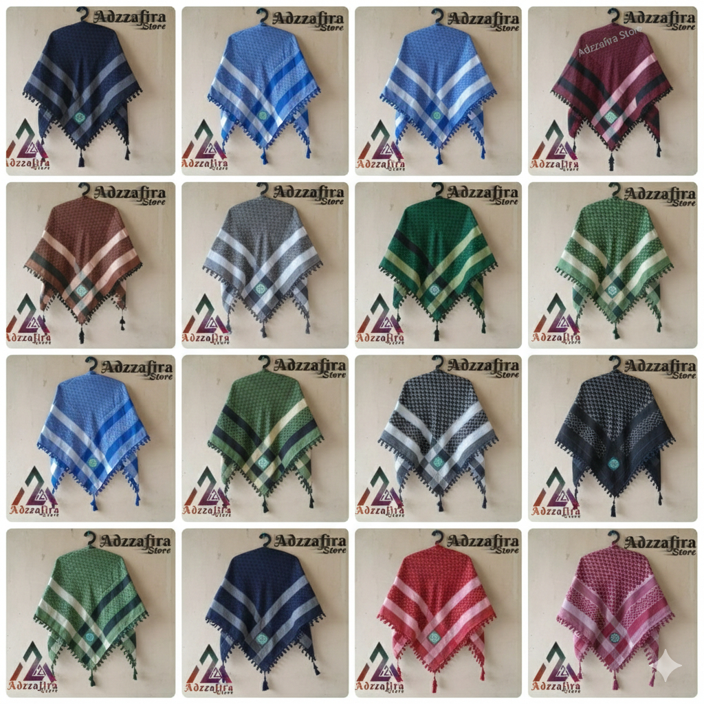 Gosir isi (10pcs) Sorban Arab Erdafa Premium Motif Kotak Salur Palestina - Sorban Kasmiri Original L