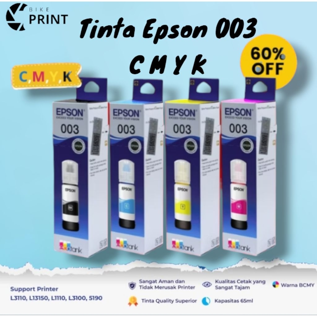 Tinta printer Epson 003  Printer  Original L1110, L3110, L5190, L1210