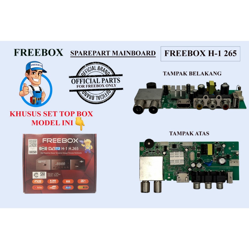 Mainboard Original Set Top Box Freebox DVB-T2 H-1 265 Model sesuai gambar