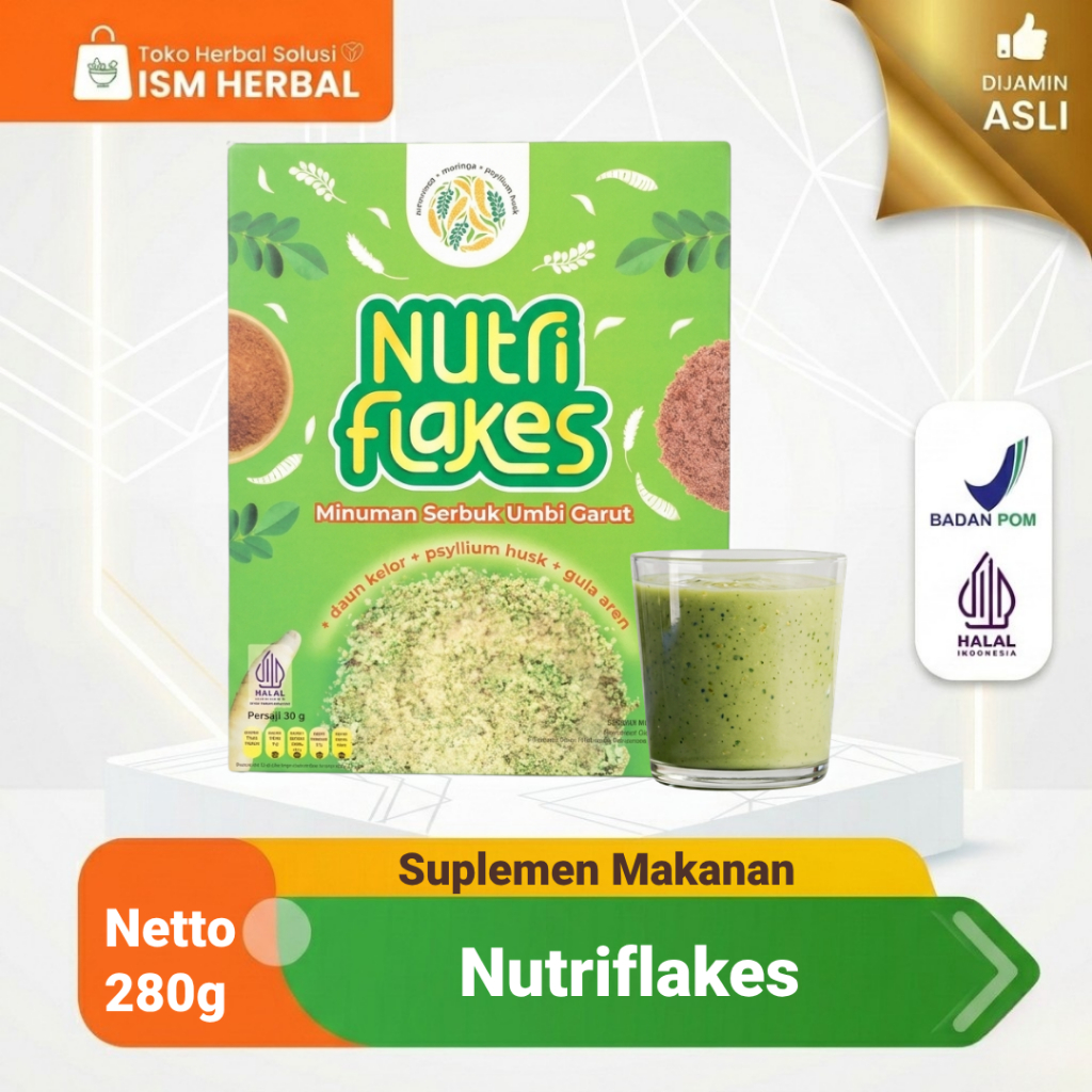 Nutriflakes Sereal Umbi Garut Original Dan Alami untuk Asam Lambung 1 Box - Makassar