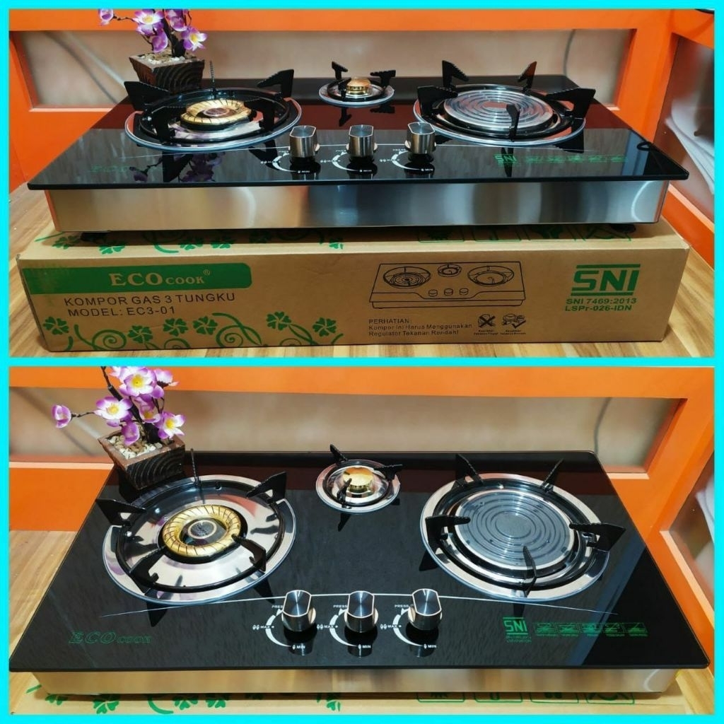 Kompor ECO Cook 3 Tungku Kaca