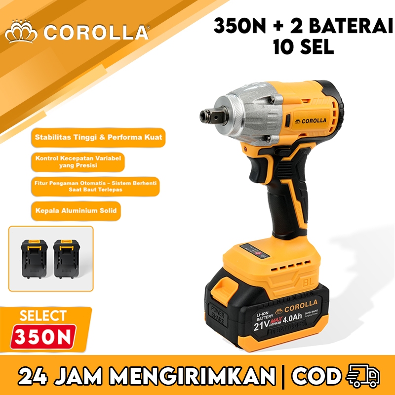 COROLLA Impact wrench Cordless 350N Impact Baterai Wrench Set 2 Kunci Impact Baterai