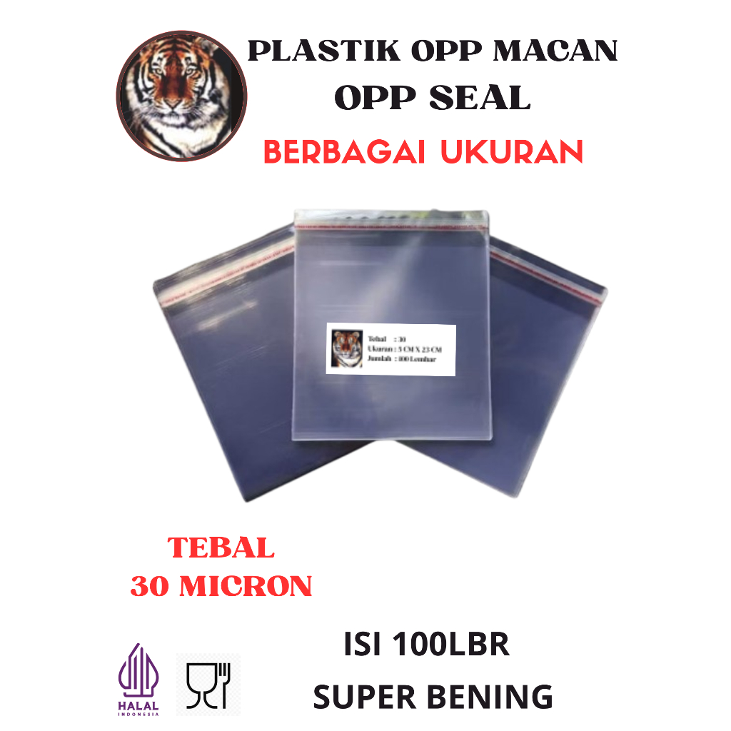 Plastik OPP MACAN Tebal 30 Micron Berbagai Ukuran