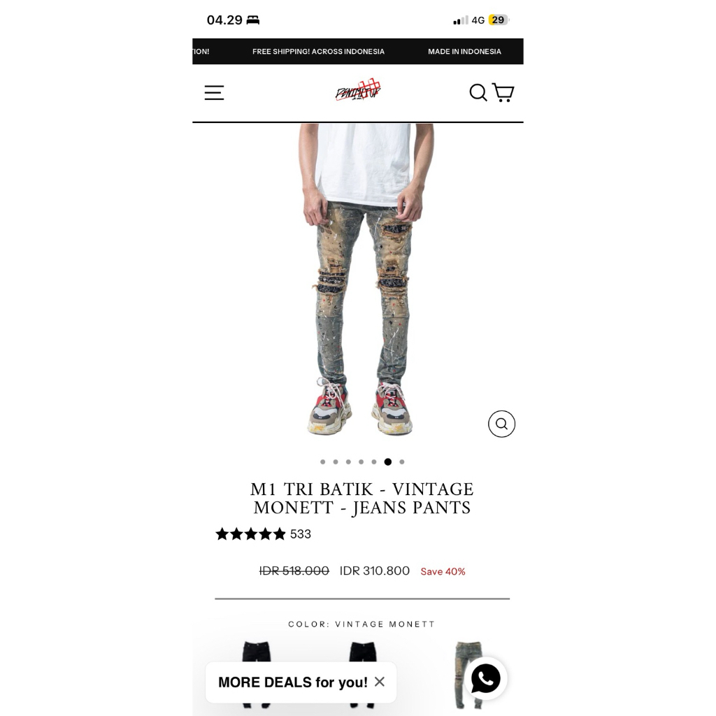 Celana denimitup m1 tri batik - vintage monett