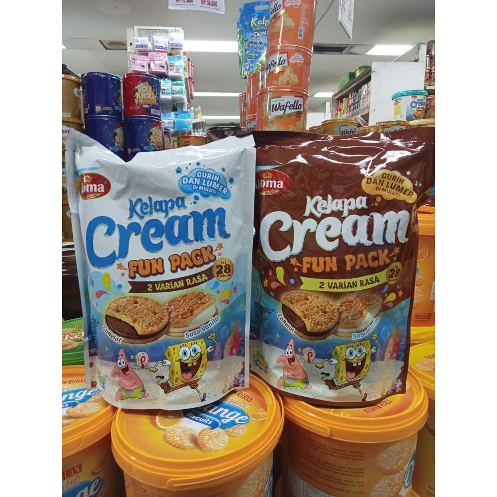 BISKUIT ROMA KELAPA CREAM FUN PACK 2 RASA (COKLAT&VANILLA)