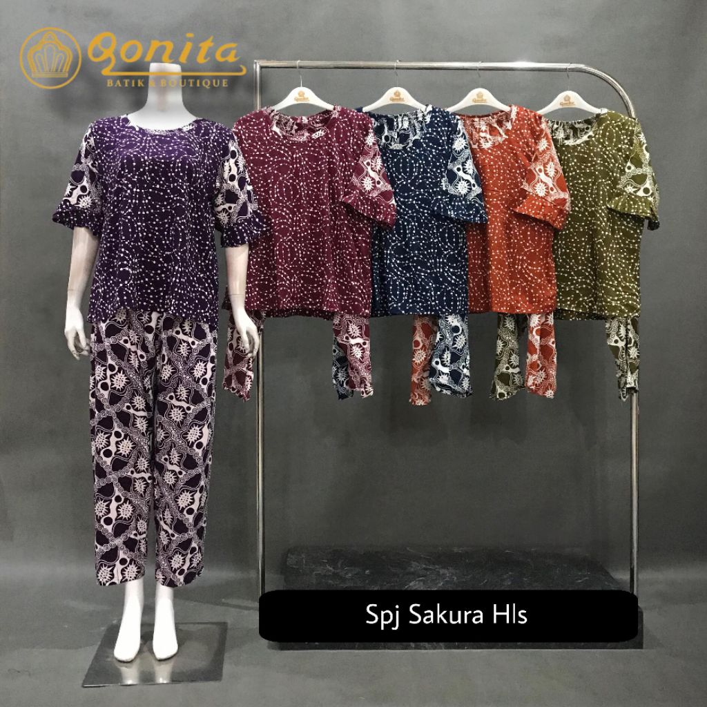 one set/ setelan celana spj sakura hls Qonita batik Pekalongan