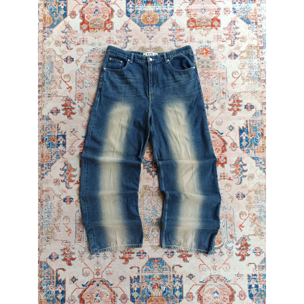Satur Washed Blue Denim Baggy Jeans