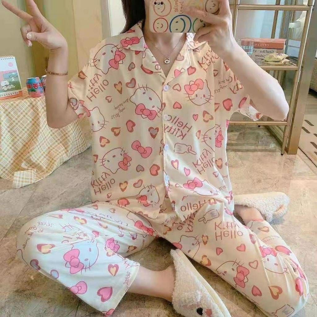 Setelan Piyama Dewasa Hello Kitty New Import